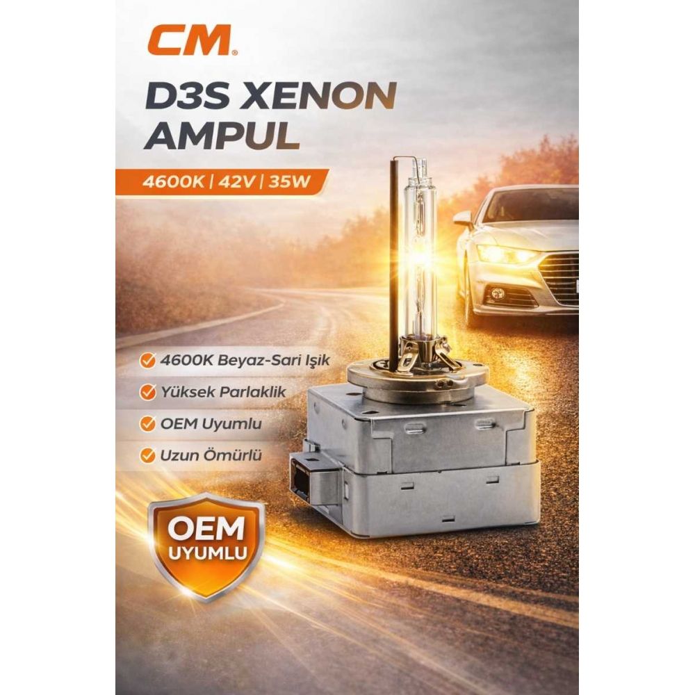 CM D3S Xenon Ampul 4600K 42V 35W – OEM Uyumlu HID Far Ampulü