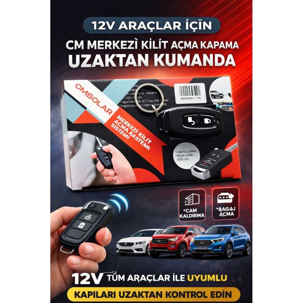 CM Oto Merkezi Kilit Uzaktan Kumandalı Açma Kapama Sistemi – 12V Araç Uyumlu Set