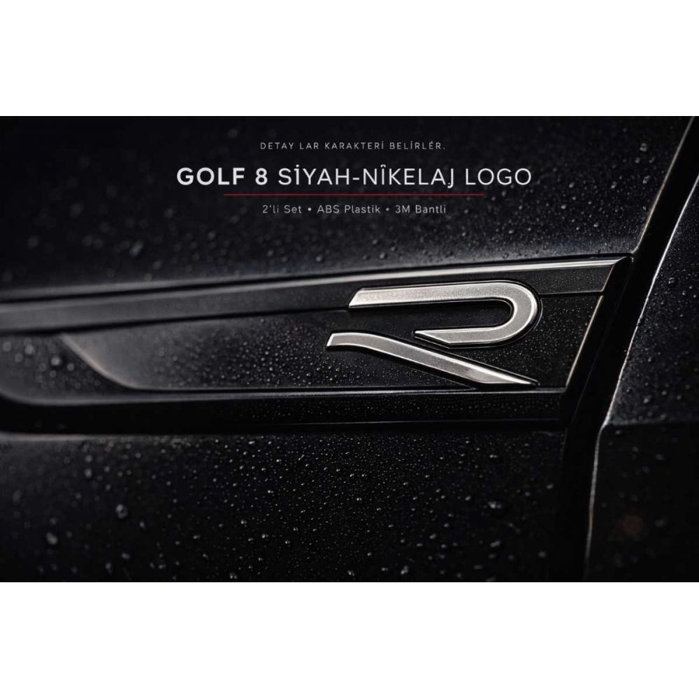 Volkswagen Golf 8 2’li Çamurluk Logo Seti Siyah-Nikelaj – ABS Plastik – 3M Bantlı Yan Amblem (2020 ve Üzeri Uyumlu)
