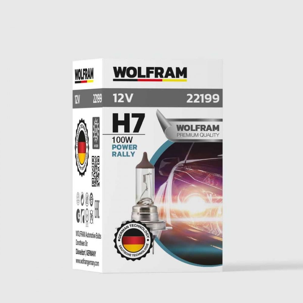 Wolfram 12V H7 100W Standart Halojen Far Ampulü Yüksek Güçlü Oto Far Lambası Performans Ampul
