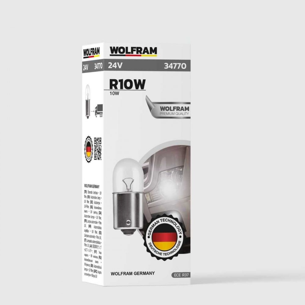 Wolfram 24V R10W 67 Standart Ampul 10'lu Paket Park Stop ve Sinyal Ampulü Ağır Vasıta Kamyon Tır Aydınlatma Ampulü