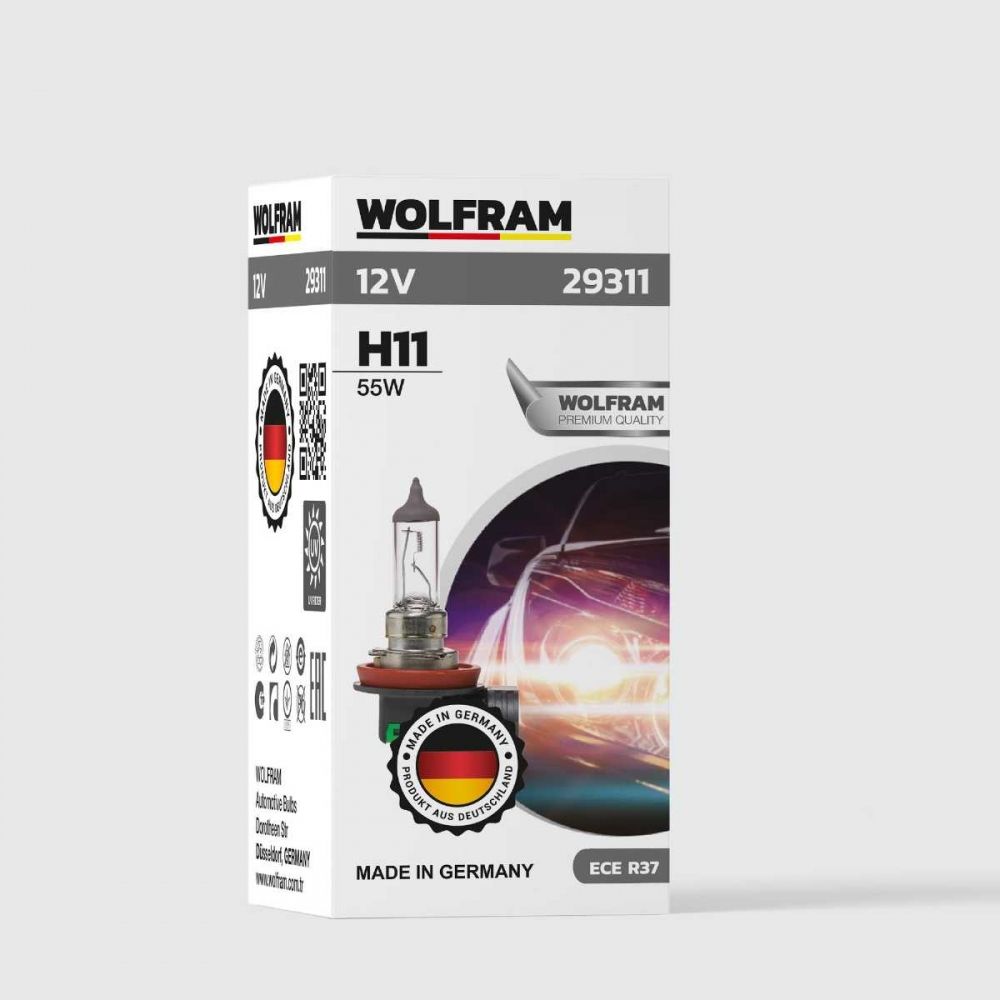 Wolfram 12V H11 55W Standart Işık Halojen Ampul Oto Far Ampulü Yüksek Performans Uzun Ömürlü Güçlü Aydınlatma