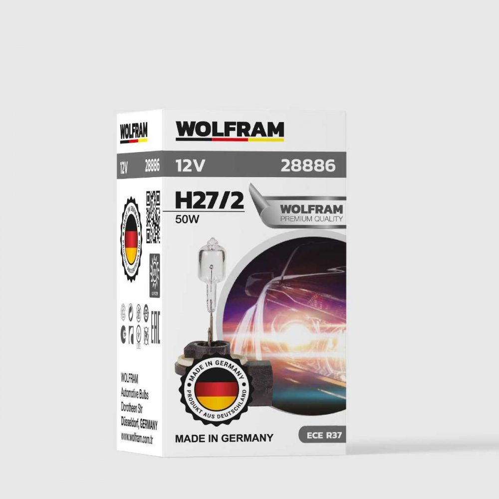 Wolfram 12V H27 (880) 50W Standart Işık Halojen Ampul – Traktör ve İş Makineleri İçin Dayanıklı Far Ampulü