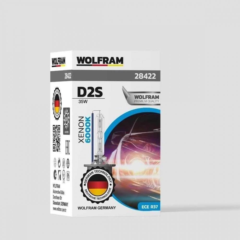 Wolfram 12V D2S 35W Xenon Ampul 6000K Mavi Çubuk – OEM Uyumlu Soğuk Beyaz Yüksek Performans Far Ampulü