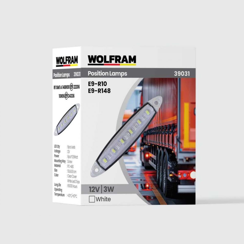 Wolfram 6 Led Yan Pozisyon Lambası Beyaz 12V 3W E Belgeli – Araç Yan Aydınlatma, Otomobil Kamyonet Römork Uyumlu, Su Geçirmez Mini LED Lamba